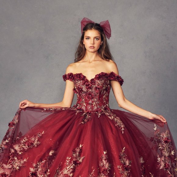 NEW FLOOR LENGTH CUT-AWAY SHOULDER FLORAL BALL GOWN WITH LACE UP BACK JT 1447 - Picture 1 of 8